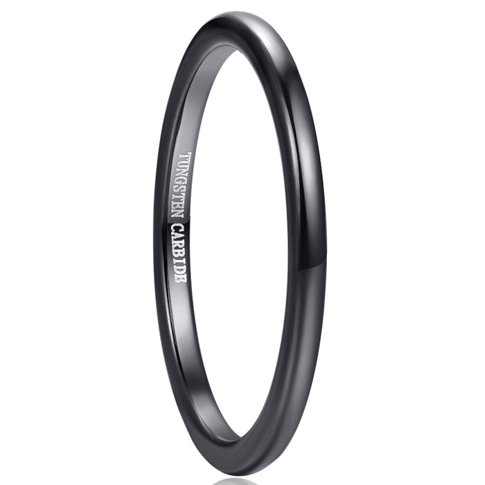 Women's 2mm Black Tungsten Carbide Ring