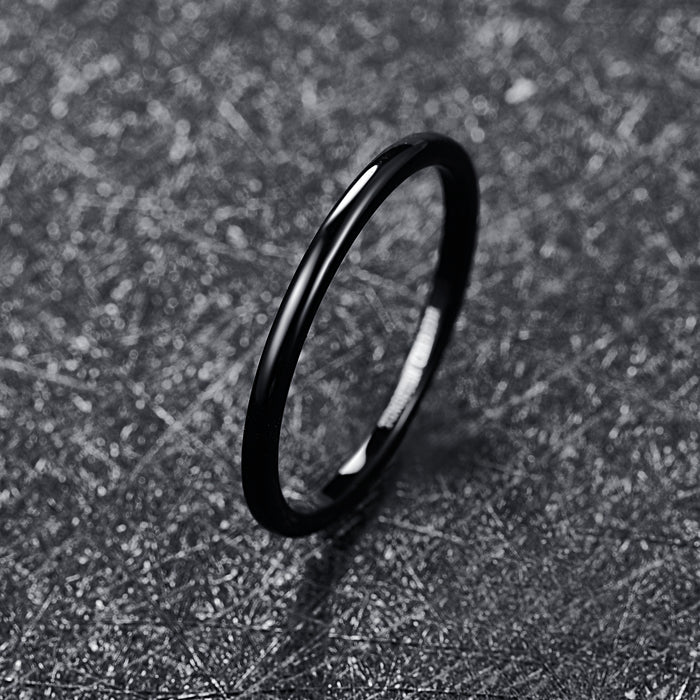 Women's 2mm Black Tungsten Carbide Ring