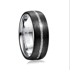 Men's 8mm Tungsten Carbide Imitation Vermiculite Inlaid Carbon Fiber Ring