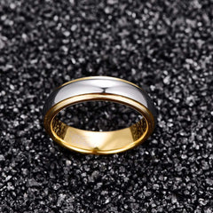 Men's 6mm Polished Gold and Silver Tungsten Carbide Ring