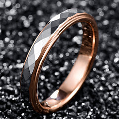 Women's 4mm Tungsten Carbide Rose Gold Hammered Ring