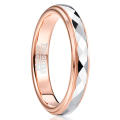 Women's 4mm Tungsten Carbide Rose Gold Hammered Ring