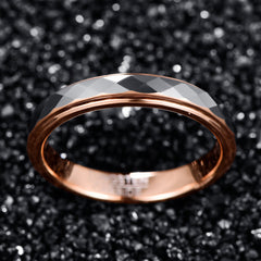 Women's 4mm Tungsten Carbide Rose Gold Hammered Ring