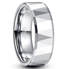 Men's 8mm Tungsten Carbide Batch Steel Ring