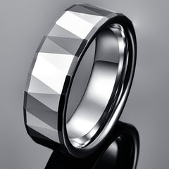 Men's 8mm Tungsten Carbide Batch Steel Ring