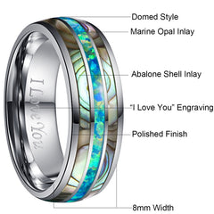 Women's 8mm Acacia Green Opal Tungsten Carbide Ring