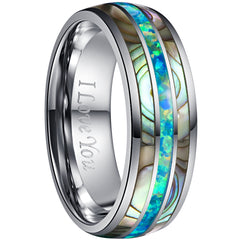 Women's 8mm Acacia Green Opal Tungsten Carbide Ring