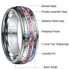 Women's 8mm Acacia Purple Opal Tungsten Carbide Ring