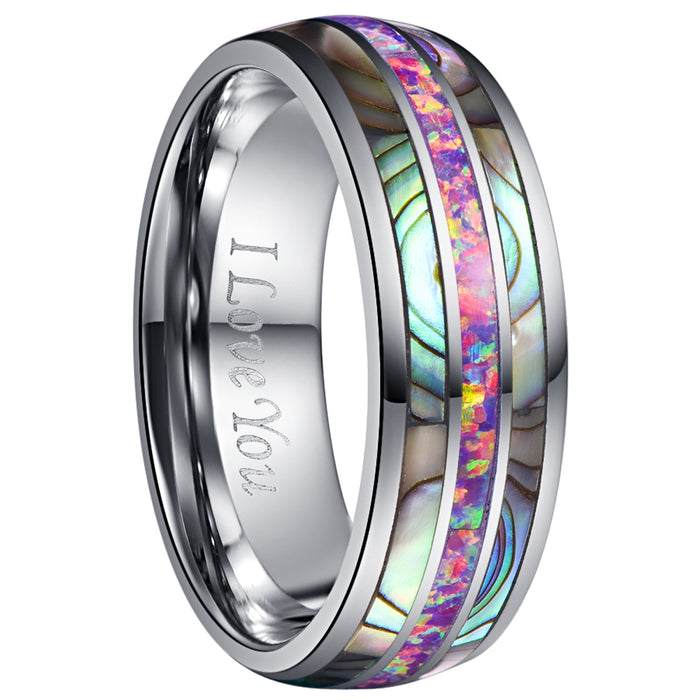Women's 8mm Acacia Purple Opal Tungsten Carbide Ring