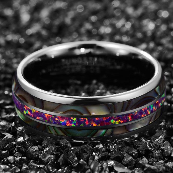 Women's 8mm Acacia Purple Opal Tungsten Carbide Ring
