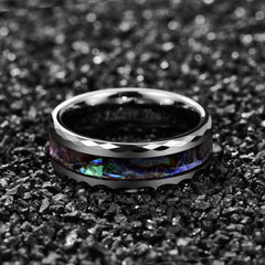 Men's 8mm Opal Abalone Shell Tungsten Carbide Ring