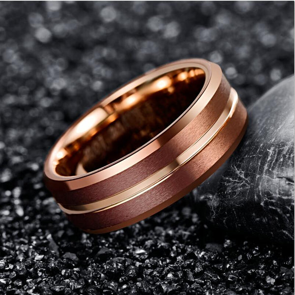 Women's 8mm Tungsten Carbide Rose Gold Ring