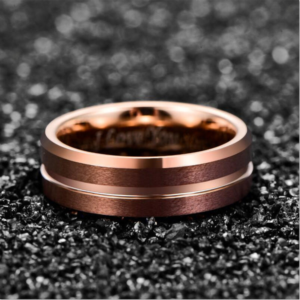 Women's 8mm Tungsten Carbide Rose Gold Ring