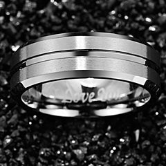 Men's 8mm Tungsten Carbide Brushed Silver Ring