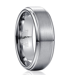 Men's 8mm Frosted Silver Tungsten Carbide Ring