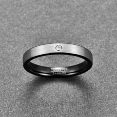 Women's 4mm Brushed Silver Finish Wedding Band CZ Tungsten Carbide Ring