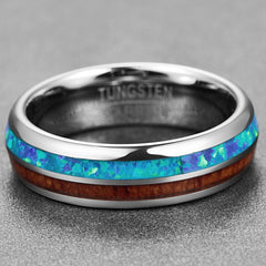 Women's 6mm Opal Acacia Tungsten Carbide Ring