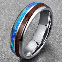 Women's 6mm Opal Acacia Tungsten Carbide Ring