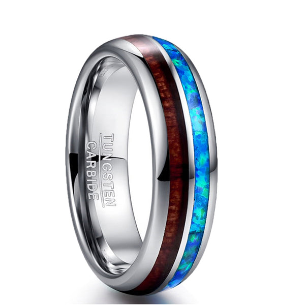 Women's 6mm Opal Acacia Tungsten Carbide Ring