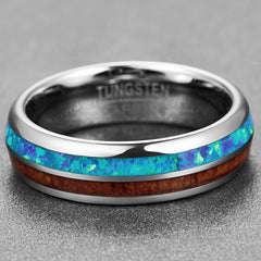 Women's 6mm Opal Acacia Tungsten Carbide Ring