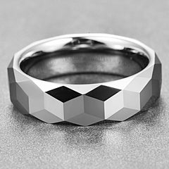 Women's 6mm Rhombus Polished Silver Tungsten Carbide Ring