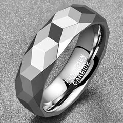 Women's 6mm Rhombus Polished Silver Tungsten Carbide Ring