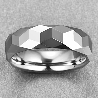 Women's 6mm Rhombus Polished Silver Tungsten Carbide Ring