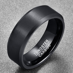 Men's 8MM Simple Brushed Gun Metal Tungsten Carbide Ring