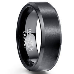 Men's 8MM Simple Brushed Gun Metal Tungsten Carbide Ring