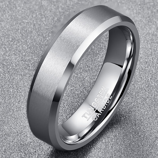 Women's 6mm Matte Silver Tungsten Carbide Ring