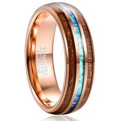 Women's 6mm Rose Gold Acacia Opal Tungsten Carbide Ring