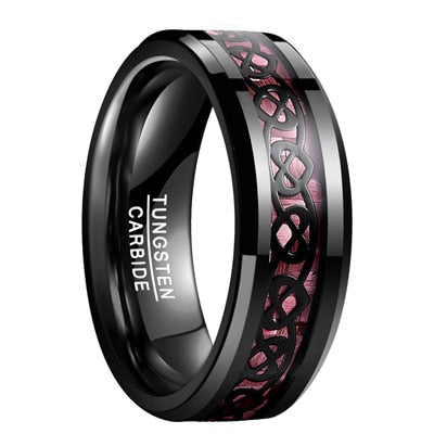 Women's 8mm Purple Heart Black Tungsten Carbide Ring