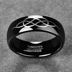 Men's 8mm Laser Etched Knot Black Tungsten Carbide Ring