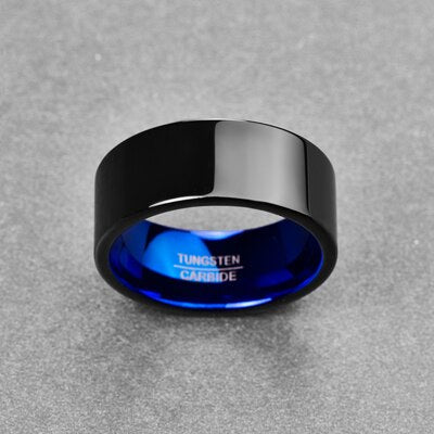 Men's 10mm Classic Black | Blue Inner Tungsten Carbide Ring