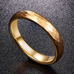 Women's 4mm Hammered Gold Tungsten Carbide Ring