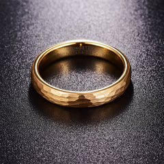 Women's 4mm Hammered Gold Tungsten Carbide Ring