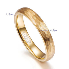 Women's 4mm Hammered Gold Tungsten Carbide Ring