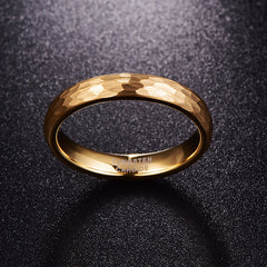 Women's 4mm Hammered Gold Tungsten Carbide Ring