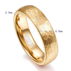 Women's 6mm Hammered Gold Tungsten Carbide Ring