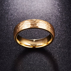 Women's 6mm Hammered Gold Tungsten Carbide Ring