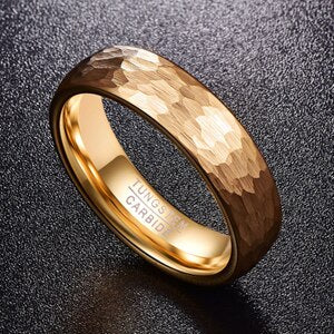 Women's 6mm Hammered Gold Tungsten Carbide Ring