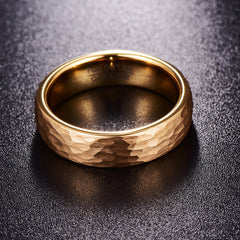 Women's 6mm Hammered Gold Tungsten Carbide Ring