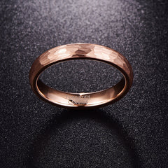 Women's 4mm Hammered Rose Gold Tungsten Carbide Ring