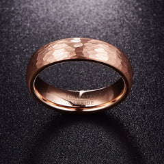 Women's 6mm Hammered Rose Gold Tungsten Carbide Ring