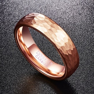 Women's 6mm Hammered Rose Gold Tungsten Carbide Ring