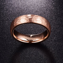 Women's 6mm Hammered Rose Gold Tungsten Carbide Ring