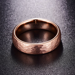 Women's 6mm Hammered Rose Gold Tungsten Carbide Ring