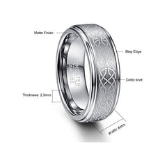 Women's 8mm Laser Knot Brushed Tungsten Carbide Ring