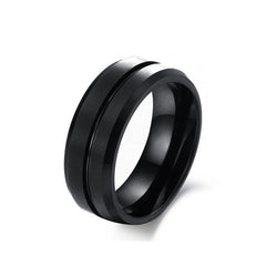 Men's 8mm All Black Center Groove Tungsten Carbide Ring