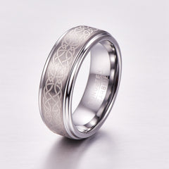 Women's 8mm Laser Knot Brushed Tungsten Carbide Ring